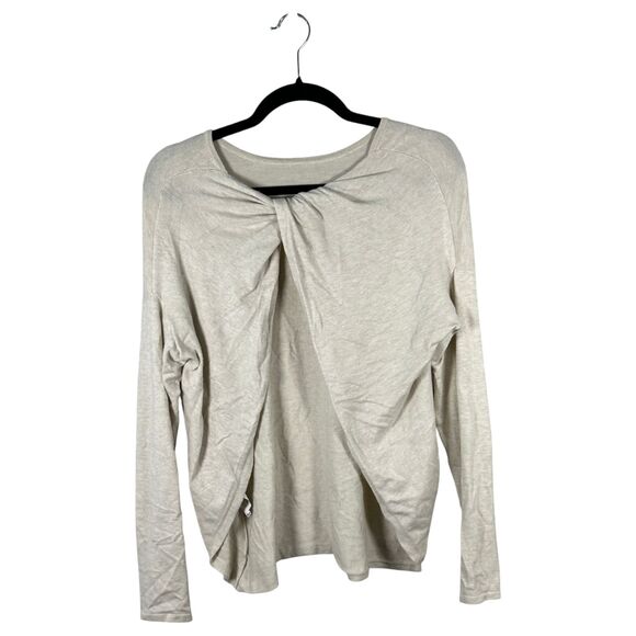 Fabletics Fabiana Tie Open Back Sweater Vanilla Heather Cream Size XS - Picture 3 of 5